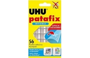 UHU Patafix invisible - pastilles adhésives prédécoupées, pâte à fixer, transparente, 56 pastilles