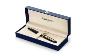 Waterman Expert stylo plume | noir brillant avec attributs dorés à l'or fin 23 k | plume moyenne | coffret cadeau