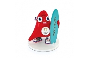 Doudou et Compagnie - Figurine Mascotte Phyrge SURF - Licence Officielle des Jeux Olympiques De Paris 2024 - 14,5 cm - Rouge - JO2509, 13