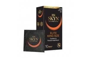 SKYN Elite King Size : Lot de 10 Préservatifs Extra large et ultra fins, sans latex SKYNFEEL pour Homme/Fins, Lisses, Forme Droite/Largeur Nominale 56mm