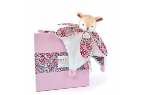 DOUDOU ET COMPAGNIE - BOH'AIME - Doudou Faon Blanc avec Pétales - Boite Cadeau - 27 Cm - Idée Cadeau de Naissance Fille et Garçon - Garantie Doudou Perdu - DC4021