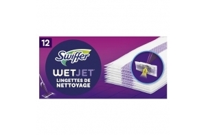 Swiffer Wetjet Balai Spray,Recharge 12 Lingettes, Retient la Poussière et Nettoie la Saleté Incrustée,Conçu pour Tous Types de Sols,Élimine Jusqu'a 99.9% Des BactériesConçu pour Tous les Types de Sols