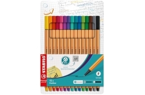 Stylo feutre pointe fine - STABILO point 88 - Etui carton x 15 stylos feutres - Coloris assortis