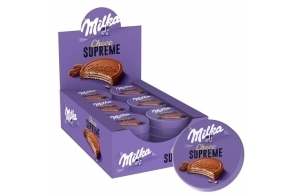 Milka Choco Suprême - Gaufrette Croustillante au Chocolat au Lait et Fourré au Goût Cacao - Présentoir de 30 boîtes (30 g)