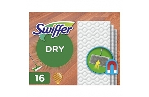 Swiffer Balai Attrape-Poussière 16 Lingettes Sèches Pour Parquet Recharges, Attrape & Retient 3 Fois Plus De Poussière, Saleté Et Poils Qu’Un Balai Classique 16 X