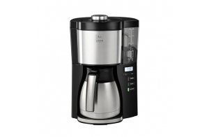 Melitta Machine à café à filtre Look V Timer 1025-18 avec carafe thermique et fonction minuterie, 1080, réservoir d'eau amovible et programme de détartrage, 1,25 litre, noire