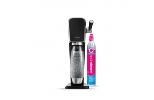 sodastream Art Machine à Eau Pétillante et Soda | Pack 1 Bouteille 1L Finition Acier Inoxydable Compatible Lave-Vaisselle + 1 Recharge de Gaz 60L à Clipser | Noire