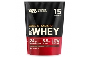 Optimum Nutrition Gold Standard 100% Whey, Poudre de Protéines pour Construction et Récupération Musculaire, avec Glutamine et Acides Aminés BCAA Naturels, Double Chocolat, 15 portions, 465 g