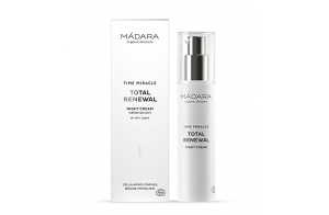 MÁDARA Organic Skincare | Crème de nuit Time Miracle Total Renewal - 50 ml, à l'acide hyaluronique multimoléculaire et au Physio-Zinc équilibrant, à base d'eau de bouleau nordique, vegan.