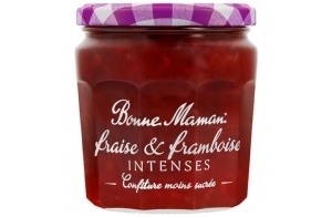 Bonne Maman - Confiture Fraise & Framboise Intenses - Riche en Fruits et moins sucrée - 335g