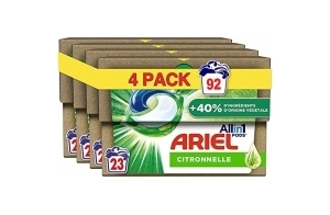 Ariel All-in-1 Pods Lessive Capsules, 92 Lavages, Fraîcheur Avec Une Touche De Citronnelle, 40% D’ingrédients D’origine Végétale En Plus