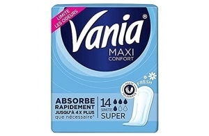 Vania - Serviettes Hygiéniques, Maxi Confort, Super, 14 Serviettes Femme