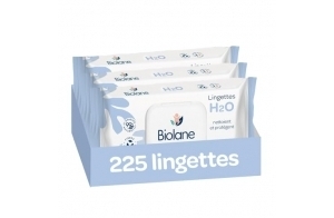 BIOLANE - Lingettes bébé à l'eau - 225 Lingettes - Lot de 3x75 - Nettoyage doux et efficace - Dès la naissance - Qualité Française