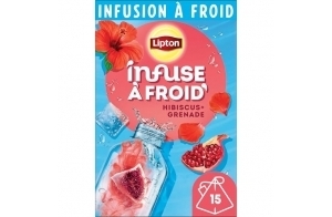 Infusion à froid Hibiscus Grenade Lipton, eau froide infusée, eau aromatisée, fitness et healthy, 15 sachets Pyramid