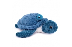 LES DÉGLINGOS PTIPOTOS by SAUVENOU Tortue Maman/Bebe Bleu - Peluche bébé Toute Douce - Idée Cadeau de Naissance - 29cm, Bleue