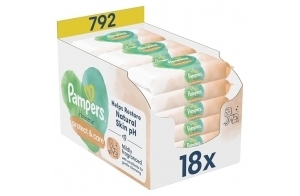 Pampers Harmonie Protect & Care Lingettes Pour Bébé 18 Paquets De 44 Lingettes = 792 Lingettes Pour Bébé, Aide à restaurer le pH naturel de la peau