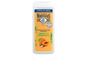 Le Petit Marseillais - Crème de Douche & Bain Extra Douce Abricot Bio & Noisette Bio (flacon de 650 ml) – Gel douche avec 92 % d'ingrédients d'origine naturelle – pH neutre pour la peau