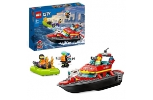 Lego 60373 City Le Bateau de Sauvetage des Pompiers, Set Flottant, avec Jetpack et 3 Minifigurines, Jouet pour Garçons et Filles Dès 5 Ans, Idée Cadeau