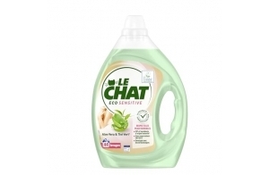 LE CHAT - Eco-Sensitive -Aloe Vera & Thé Vert -Formulée avec Soin -Respecte les Peaux Sensibles -90% d'ingrédients d'origine naturelle- Sans Conservateurs- Développé avec des Dermatologues -44 Lavages