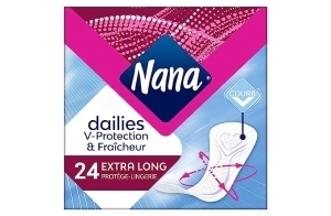 Nana Dailies Fraîcheur Protège-Lingerie Extra Long - 24 Protège-Slips Ultra-Absorbant pour une Protection Totale en toute Discrétion