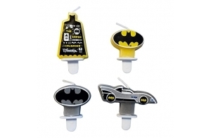 Amscan 9915096 -Bougies Pour Gâteau D'anniversaire Batman Party - Paquet de 4, Noir, Taille unique