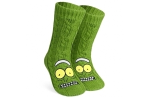 Rick and Morty Chaussette Homme Polaire - Chaussons Chaussettes Fourrés Pickle Rick (Vert Clair)