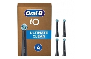 Oral-B iO Ultimate Clean Brossettes Noires De Rechange, S’Adaptant Aux Dents Pour Protéger Les Gencives Sensibles, Compatibles Avec Les Brosses Électriques Magnétiques, Emballage Carton, Lot De 4