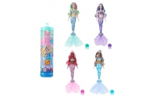 Barbie Color Reveal Poupée et accessoires avec 6 surprises à découvrir, série Sirène avec body qui change de couleur, HRK12