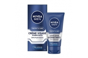 NIVEA MEN Protect & Care Soin Confort Hydratant (1 x 75 ml), Soin visage enrichi en Vitamine B5 et Aloe Vera, Crème Hydratante non grasse pour hommes