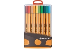 Stylo feutre pointe fine- STABILO Point 88 - Étui ColorParade gris/orange x 20 stylos pointe fine - Coloris assortis