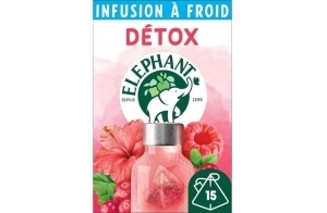 Elephant, Infusion à Froid Détox, Goût Cranberry, Framboise et Hibiscus, Boisson d'Eté Rafraichissante, Ingrédients d'Origine 100% Naturelle, 15 Sachets Pyramid