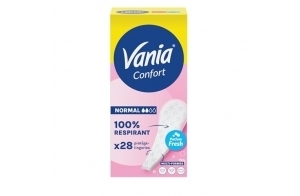 Vania - Protège-Slips Confort Normal Multi-Formes Parfum Fresh (boîte de 28 pièces) – Protège-lingeries 100% respirants – Protection hygiénique avec sensation d'effet au sec, confort et fraîcheur