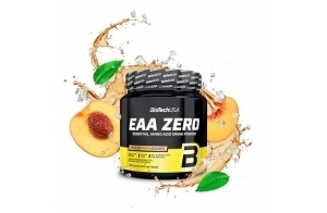 BioTechUSA EAA Zero | Acides aminés essentiels | 7160mg EAA/portion | Ratio recommandé par l'OMS | Sans sucre, sans gluten, 350g, Thé Glacé à La Pêche