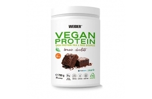 Weider Vegan Protein (750g) Goût Brownie-Choco. Protéines 100% Vegetal 21g/dose, Pois (Isolat Pisane) & Riz. Avec Vitamine B12 & Stevia. Sans Gluten, Sans Sucre. Emballage 50% Recyclé, 100% Recyclable