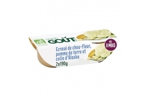 GOOD GOÛT - Écrasé De Chou-Fleur, Pomme De Terre Et Colin D'Alaska - Plat Cuisiné Pour Bébé - Dès 8 Mois - Purée Moulinée - Bols Micro-Ondables - 2x190g (L'emballage peut varier)