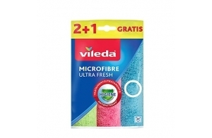 Vileda Lot de 3 Chiffons en Microfibre UltraFresh avec Traitement antibactérien, Taille 30 x 30 cm, 3 unités