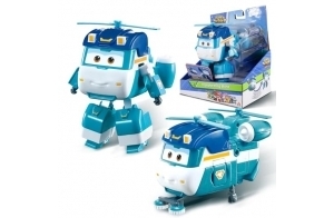 Super Wings Shine Avion Jouet Transformable et Figurine Robot, Robot Transformable du Dessin Animé, Jouet Enfant 3 4 5 6 7 8 Ans Garcon Fille - 12 cm, Bleu