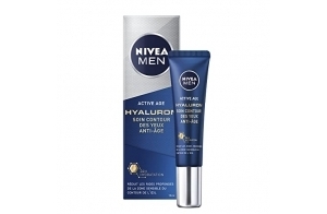 NIVEA MEN Soin Yeux Anti Age (1 x 15 ml), Soin contour des yeux hydratant à l’Acide Hyaluronique, Soin visage anti-rides et ridules pour hommes