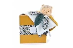 Doudou et Compagnie - BOH'AIME - Lion Doudou Pétale - Boîte Cadeau - Doudou Jaune - 27 Cm - Idée Cadeau de Naissance Fille et Garçon - Garantie Doudou Perdu - DC4025