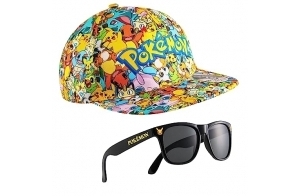 Pokémon Casquette Enfant Garcon Casquette Baseball Chapeau Plage Enfant Ado Garcon Fille Bob Pikachu Protection Soleil Cadeau pour Fan de Accessoires Officiels (Multi Casquette et Lunettes)