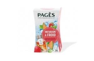 Pagès - Infusion à Froid Saveur Fraise Melon Basilic - Recette Rafraîchissante - Boîte de 20 Sachets, 100% Végétal