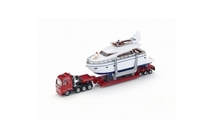 siku 1849, Transporteur de poids lourds avec yacht, 1:87, Métal/Plastique, Multicolore, Pneus caoutchouc
