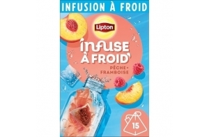 Lipton Infuse à Froid Pêche Framboise, eau froide infusée, eau aromatisée, à emporter partout, 15 sachets Pyramid