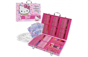 Hello Kitty Kit de Fournitures de Peinture Enfant, Mallette Dessin et Coloriage Feutres Crayons - Cadeau Fille