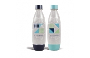 sodastream Lot de 2 Bouteilles 1L pour Machine à Eau Pétillante et Soda | Technologie Snap & Lock à Clipser | Compatible Lave-Vaisselle | sans BPA | Détails Bleu Foncé et Cyan