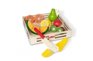 Melissa & Doug Fruits À Couper En Bois | Jeux de rôles | Jouet alimentaire en bois pour enfants | 3+ | Cadeau pour garçon ou fille, Bleu