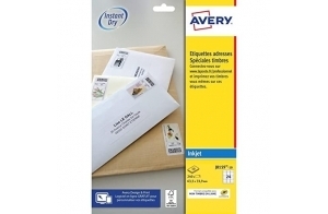 Avery Étiquettes Adresse Autocollantes Blanches 240 Timbres Personnalisables 63,5 x 33,9 mm Impression Jet d'Encre