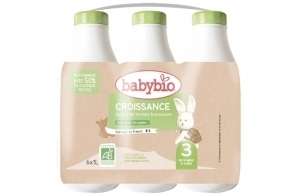 Babybio Lait Croissance Liquide - 3ème âge dès 10 Mois - 6x1L - BIO Fabriqué en France & Lait français - Formule PREMIUM : DHA/ARA