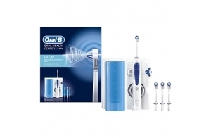 Oral-B Oxyjet, Jet Dentaire Hydropulseur, Rechargeable avec Câble Inclus, Technologie Micro-Bulles D'Air, 1 Hydropulseur Oxyjet, 4 Canules Oxyjet