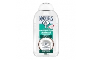 Le Petit Marseillais - Shampooing Hydratation Légèreté Eau de Coco Bio (flacon de 250 ml) – Shampoing sans silicone pour cheveux déshydratés – Soin cheveux brillance optimale 97 % d'origine naturelle